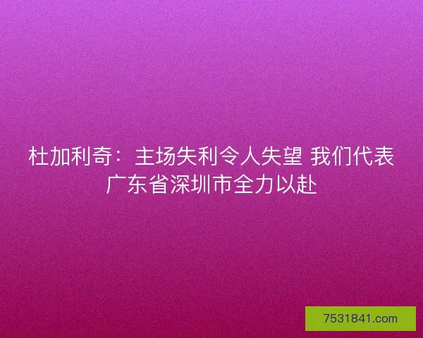 杜加利奇：主场失利令人失望 我们代表广东省深圳市全力以赴