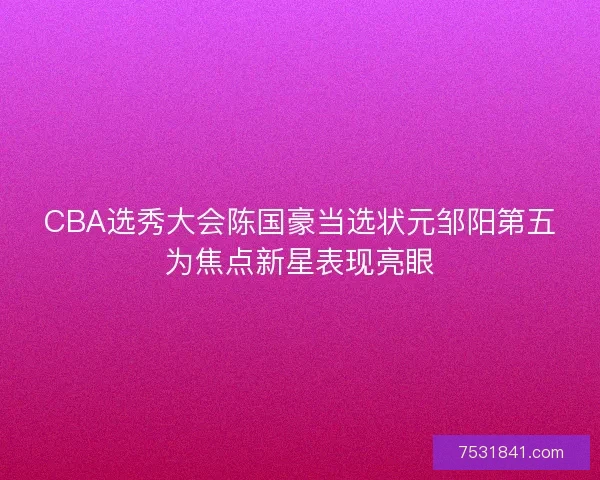 CBA选秀大会陈国豪当选状元邹阳第五为焦点新星表现亮眼 CBA选秀大会陈国豪当选状元邹阳第五为焦点新星表现亮眼