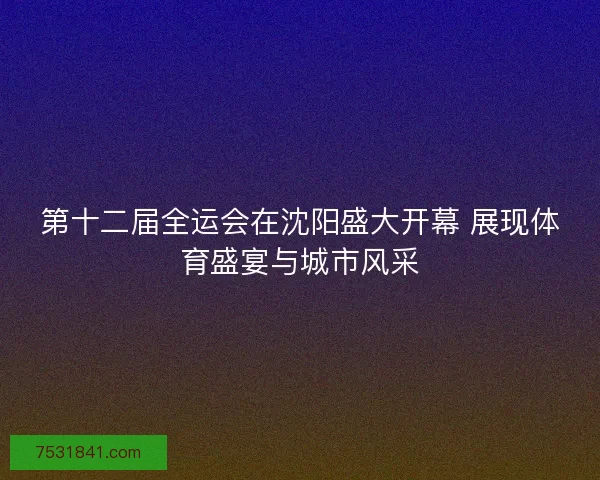第十二届全运会在沈阳盛大开幕 展现体育盛宴与城市风采