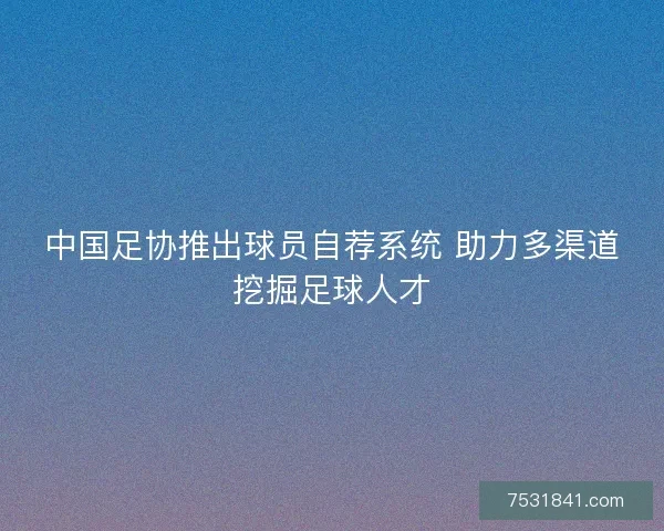 中国足协推出球员自荐系统 助力多渠道挖掘足球人才
